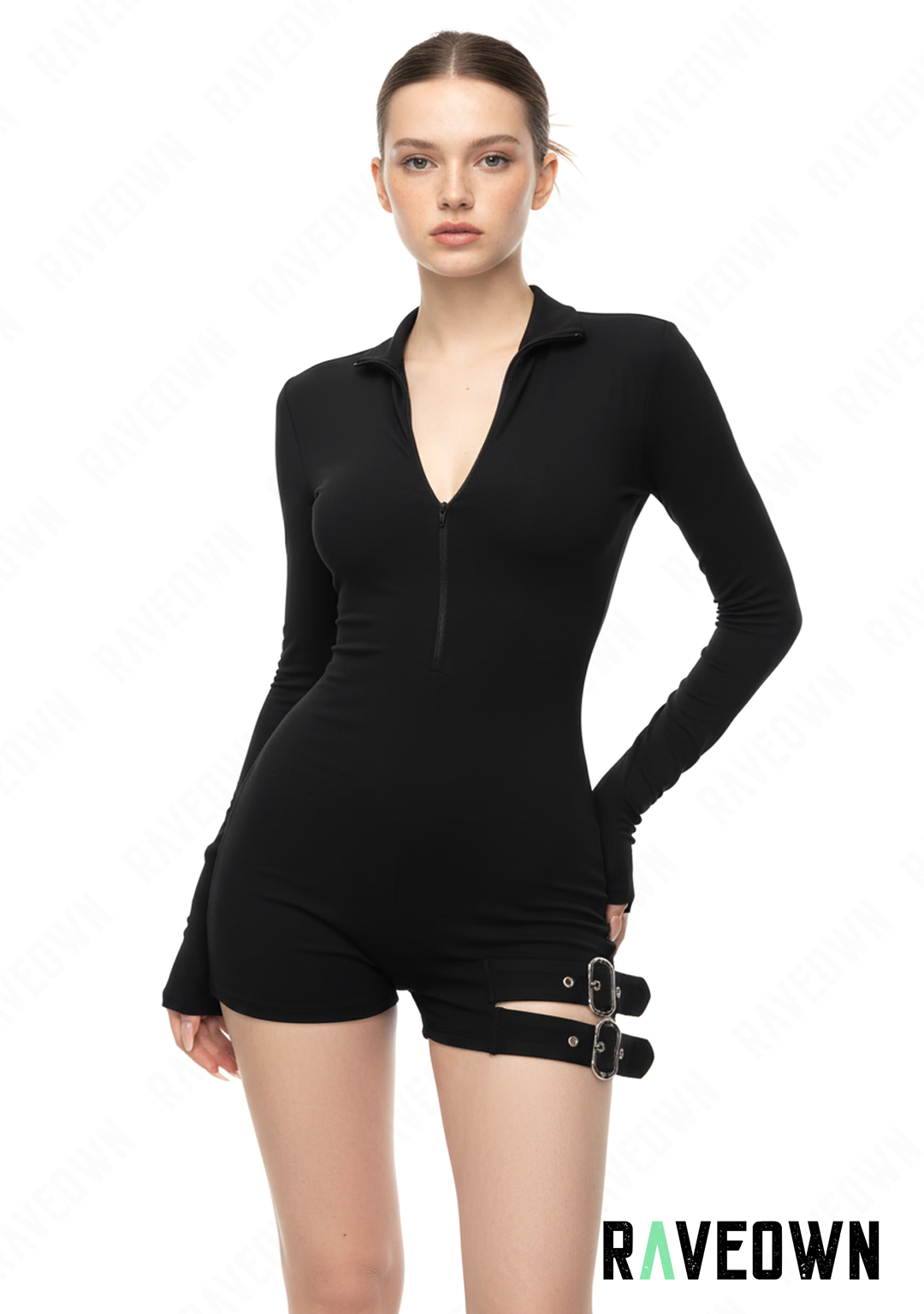 Combishort Noir Manches Longues | G.Rave