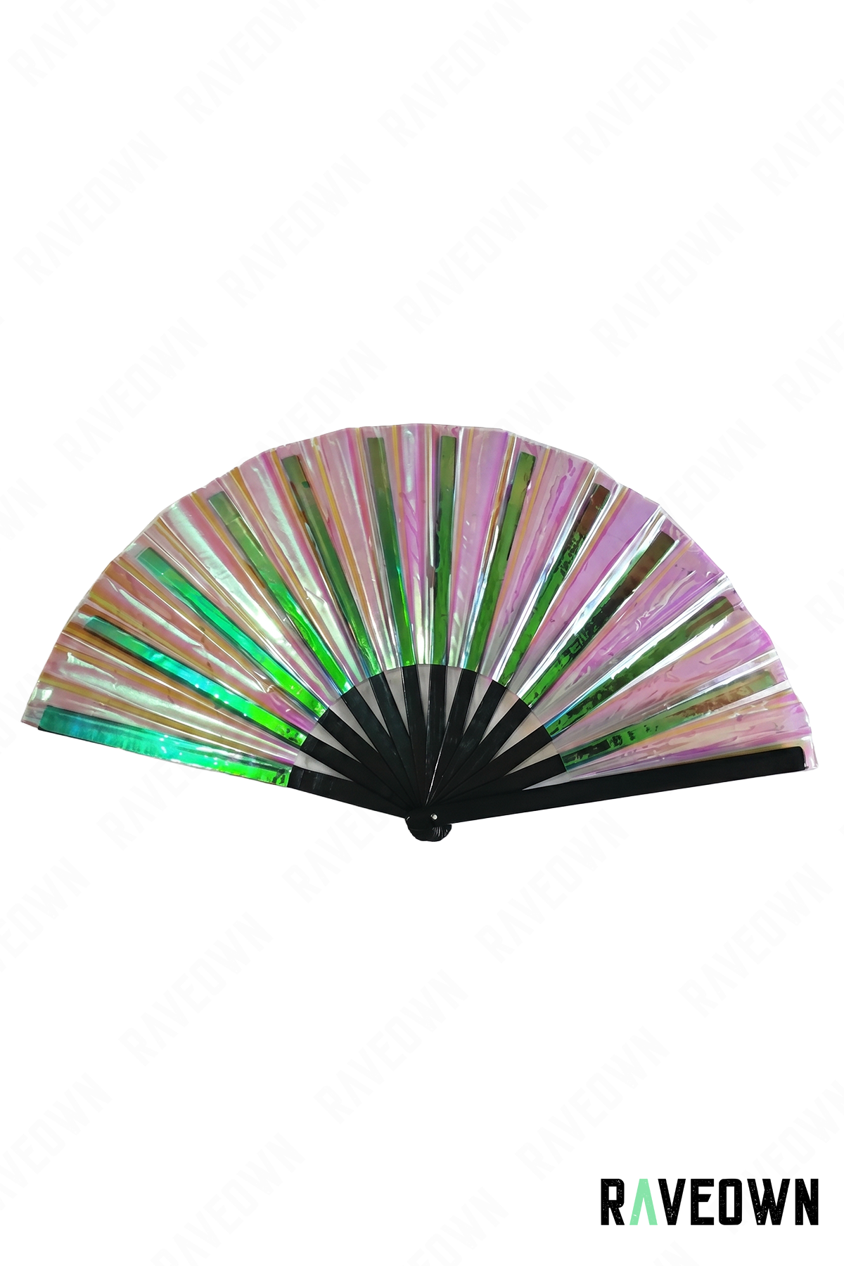 Éventail Rose Lilas & Vert Holographique