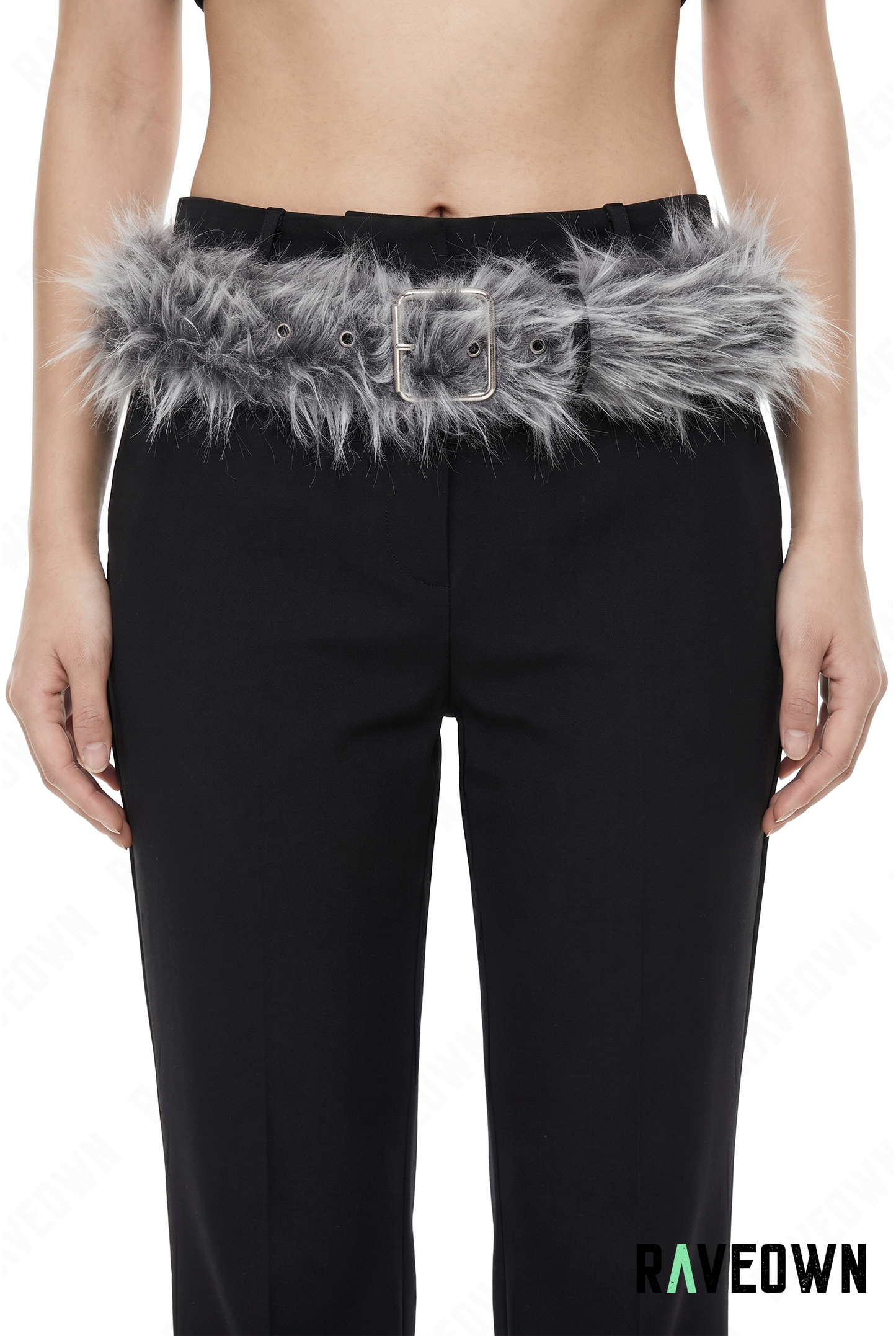 Ceinture Fausse Fourrure Grise et Blanche | Rave.In.Fur