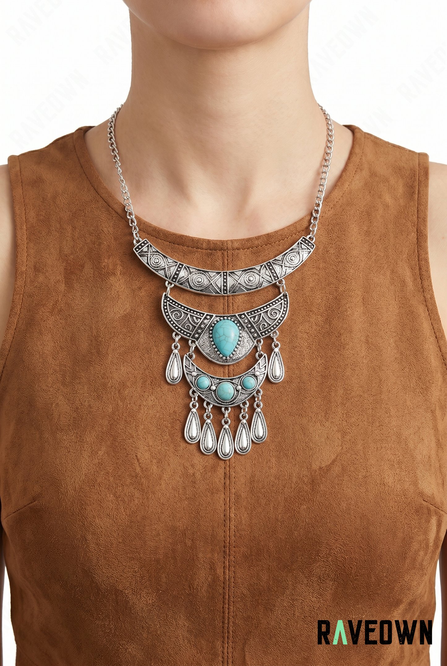 Collier Plastron Gouttes Argentées | RÆVEN