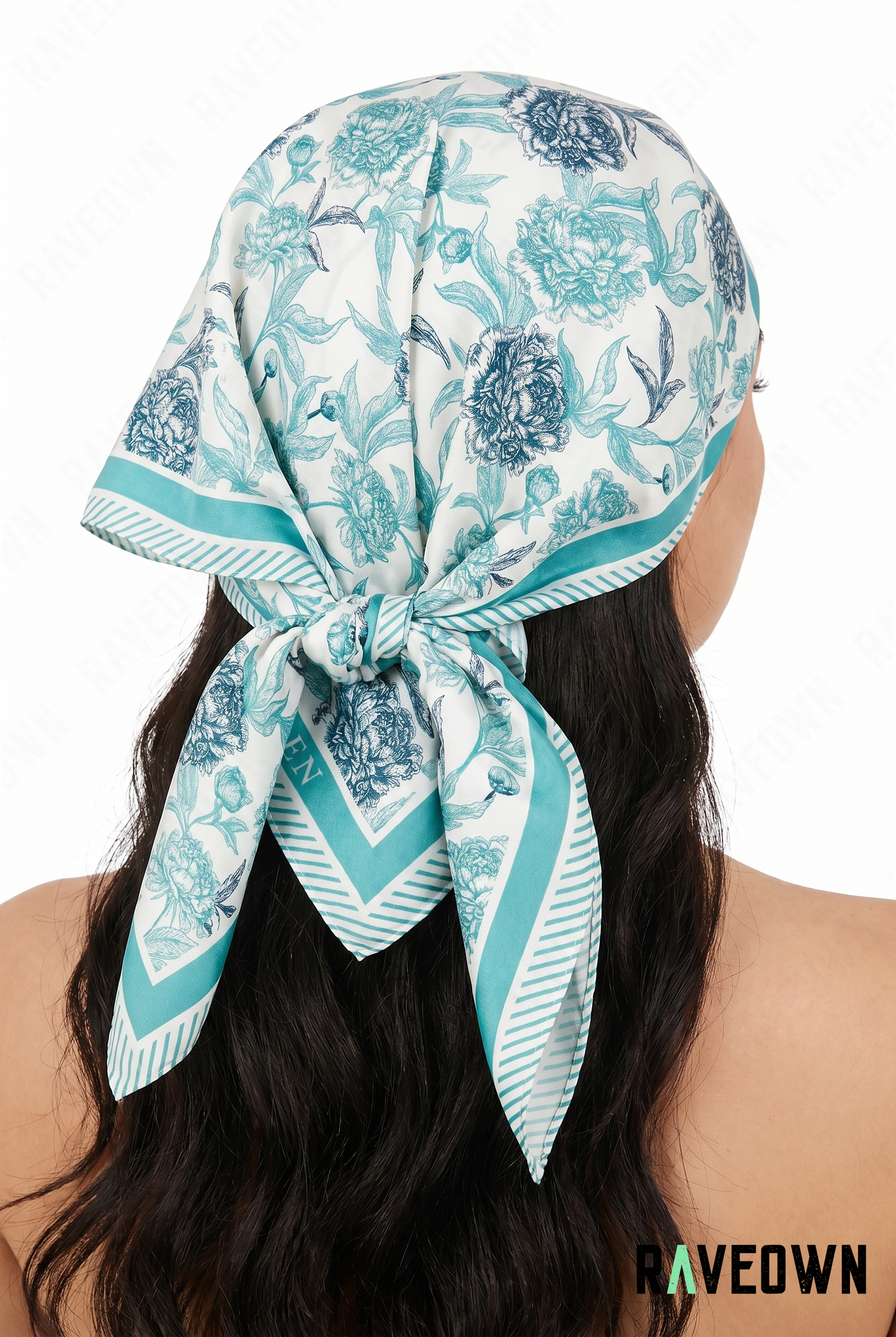 Foulard Carré Femme Floral Turquoise