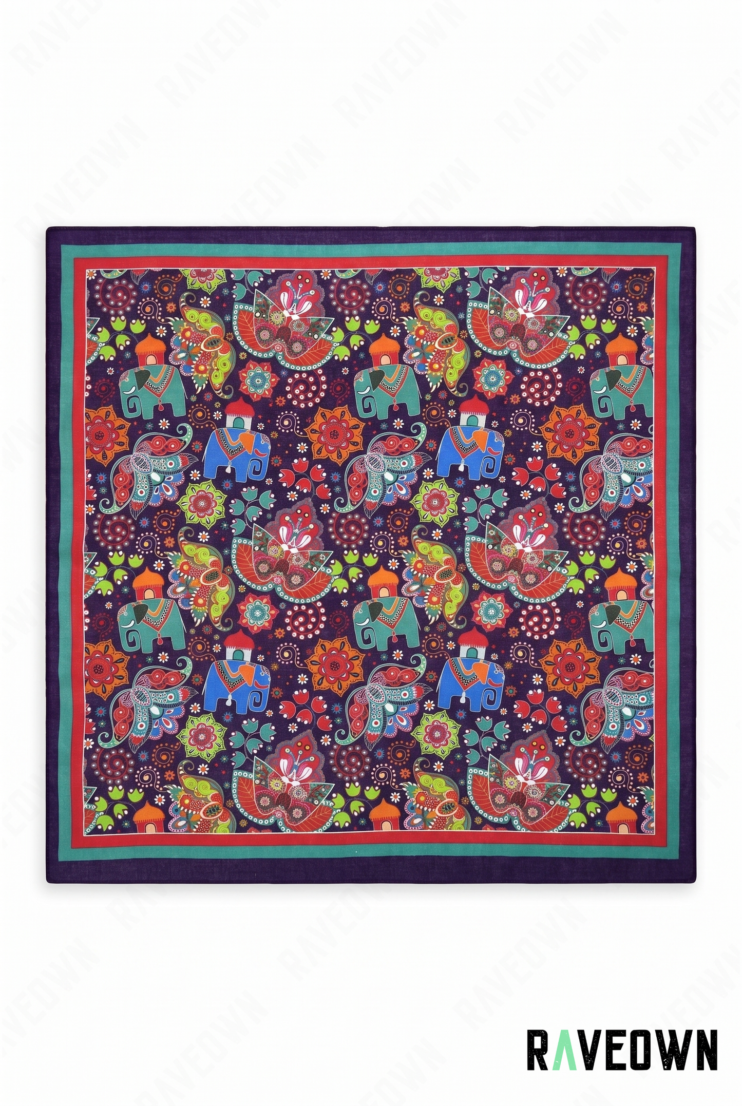 Bandana Bohème Femme – Motif Éléphants Folk | Maüra