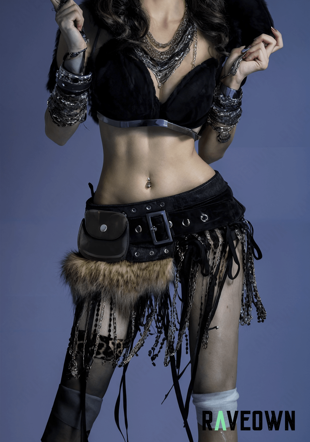 Ceinture avec Fourrure | Rave.In.Fur Noir