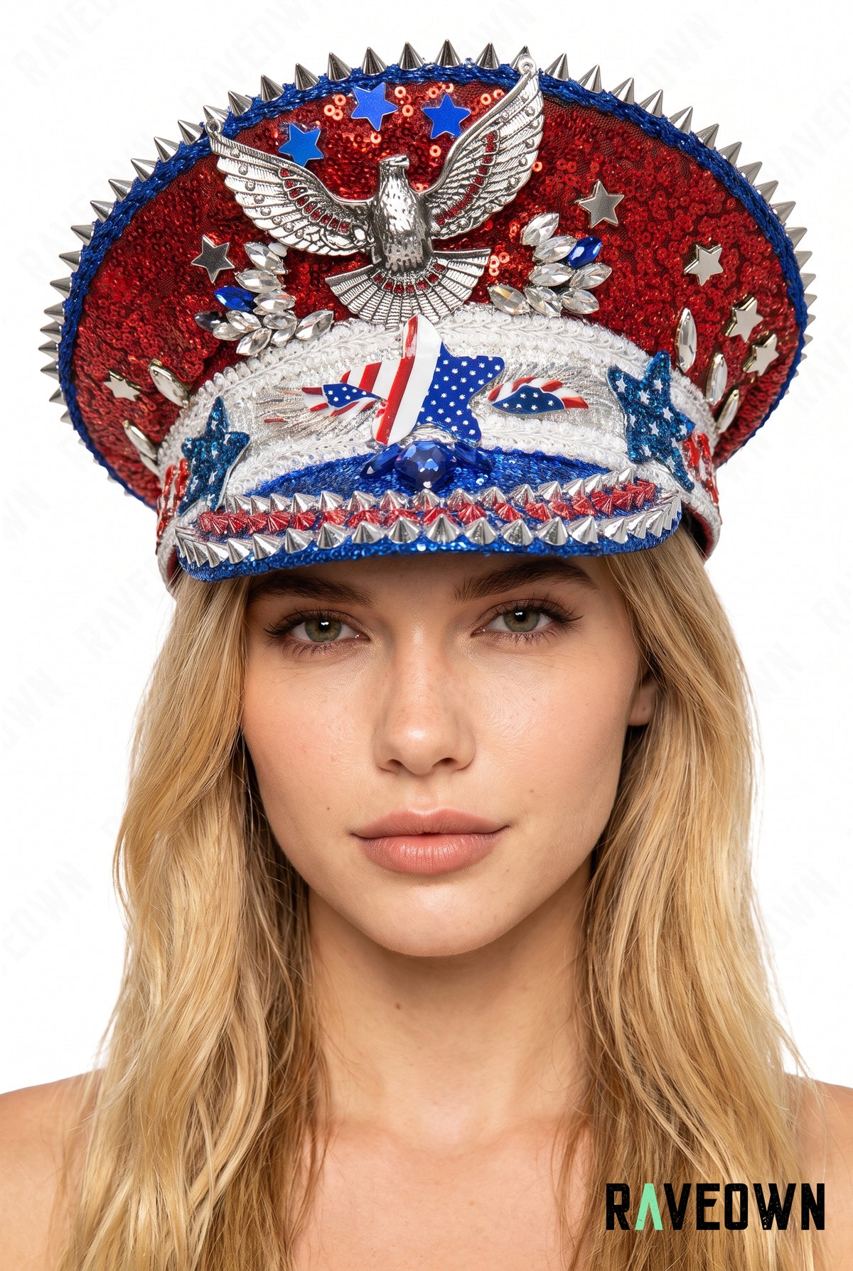 Casquette Officier Rouge & Bleue à Strass | Star Commander
