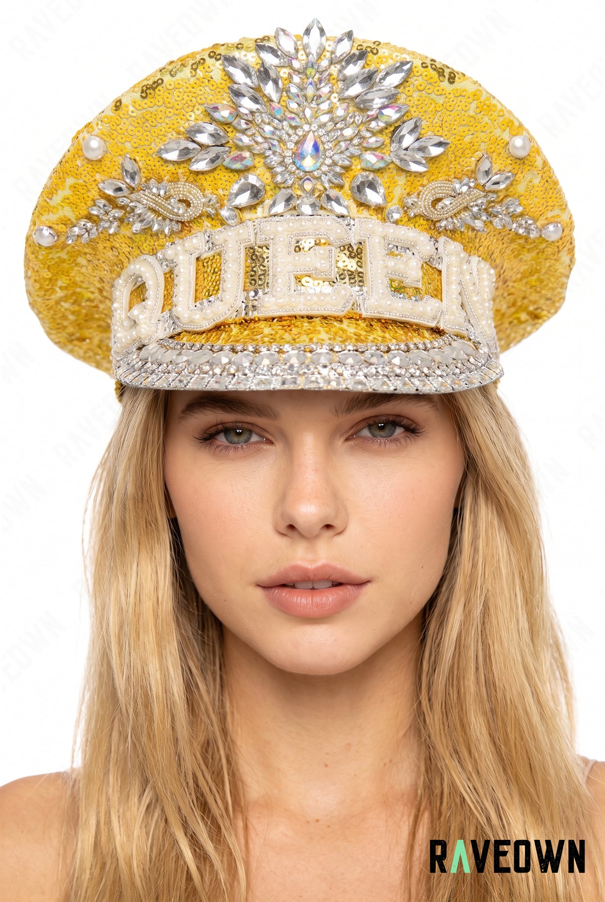 Chapeau Festival Doré à Strass QUEEN | Golden Queen