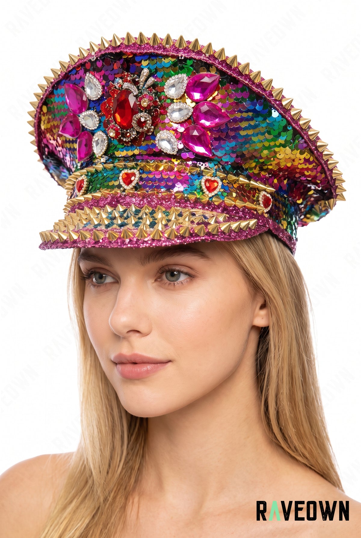 Casquette Officier Multicolore à Strass | Kaleido Queen