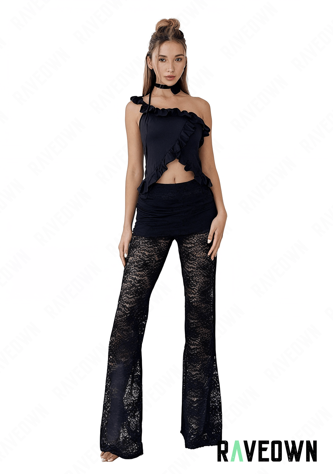 Pantalon Dentelle Transparent Noir | High.Rave