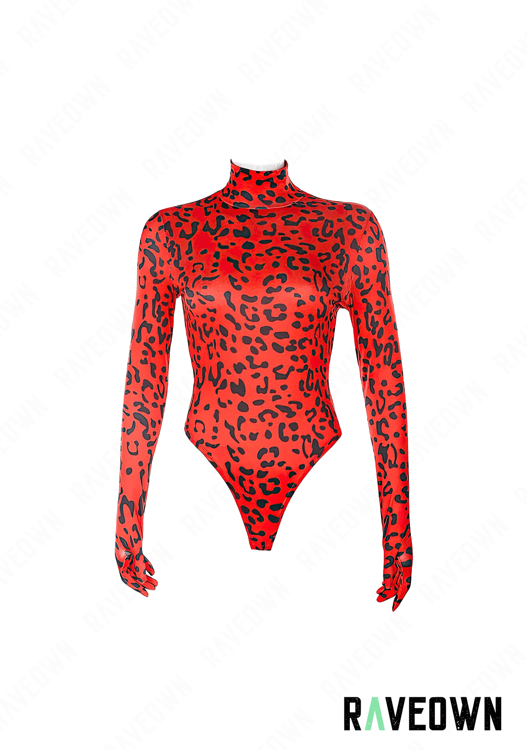 RAVEOWN | Body Léopard Manches Longues avec Mains | Sauvage