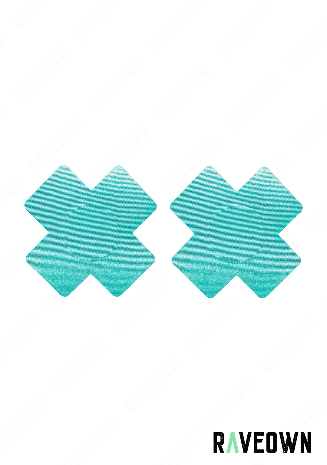 RAVEOWN | Cache Tétons Croix | Sticky Boobs Bleu Vert / 8cm