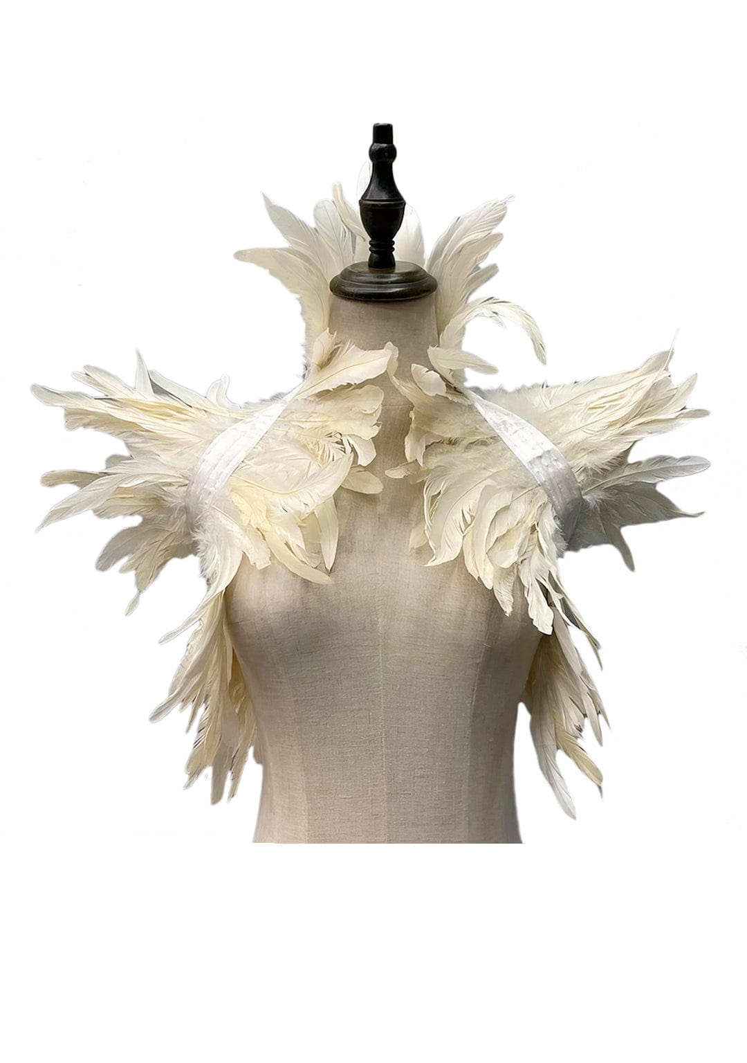 RAVEOWN | Cape épaulettes Plumes | RavenGlow Blanc / Taille Unique