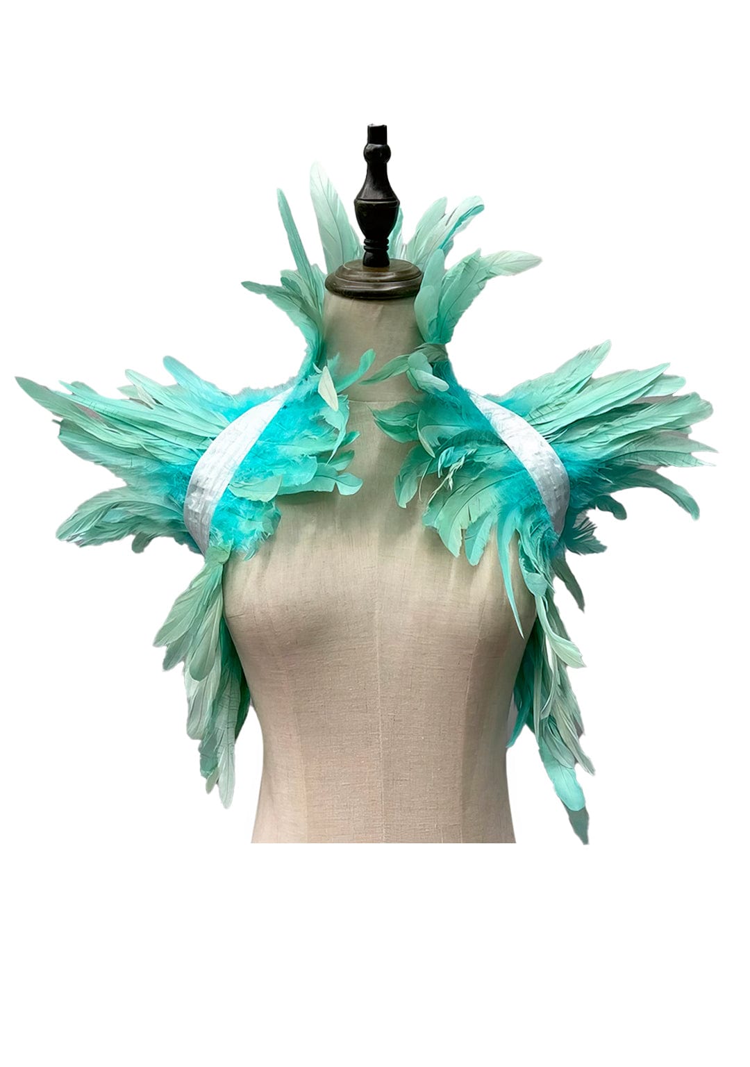 RAVEOWN | Cape épaulettes Plumes | RavenGlow Bleu Glacier / Taille Unique