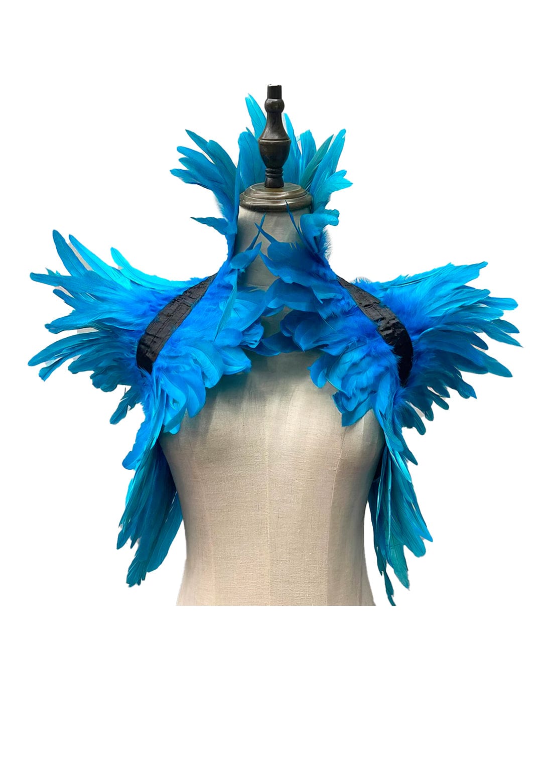 RAVEOWN | Cape épaulettes Plumes | RavenGlow Bleu Lac / Taille Unique