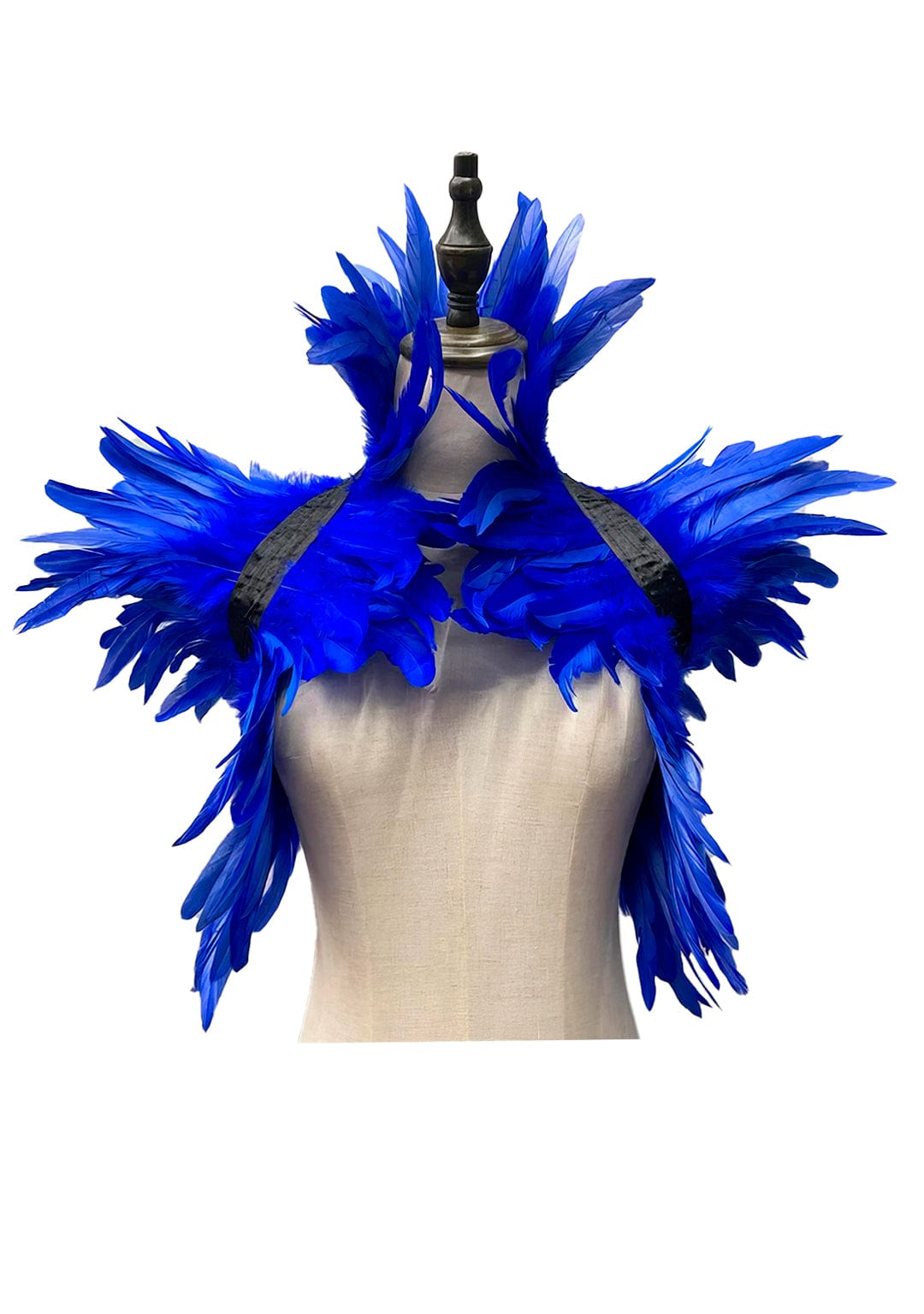 RAVEOWN | Cape épaulettes Plumes | RavenGlow Bleu Nuit / Taille Unique