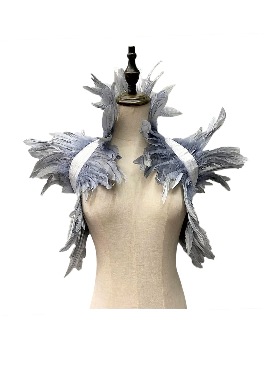 RAVEOWN | Cape épaulettes Plumes | RavenGlow Gris / Taille Unique