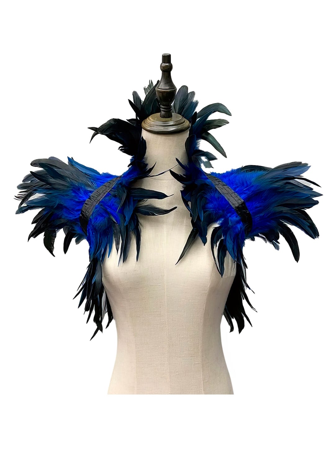 RAVEOWN | Cape épaulettes Plumes | RavenGlow Noir Bleu Nuit / Taille Unique