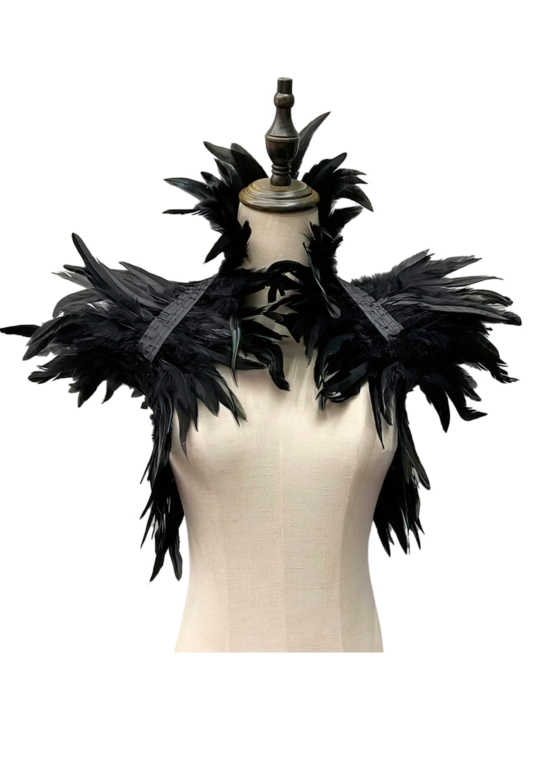RAVEOWN | Cape épaulettes Plumes | RavenGlow Noir / Taille Unique