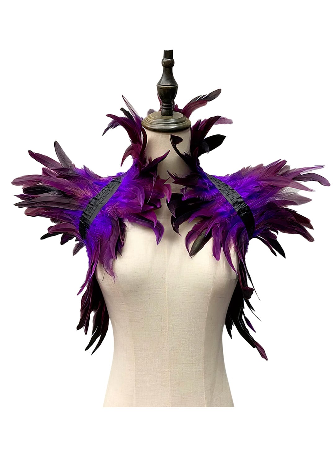 RAVEOWN | Cape épaulettes Plumes | RavenGlow Noir Violet / Taille Unique