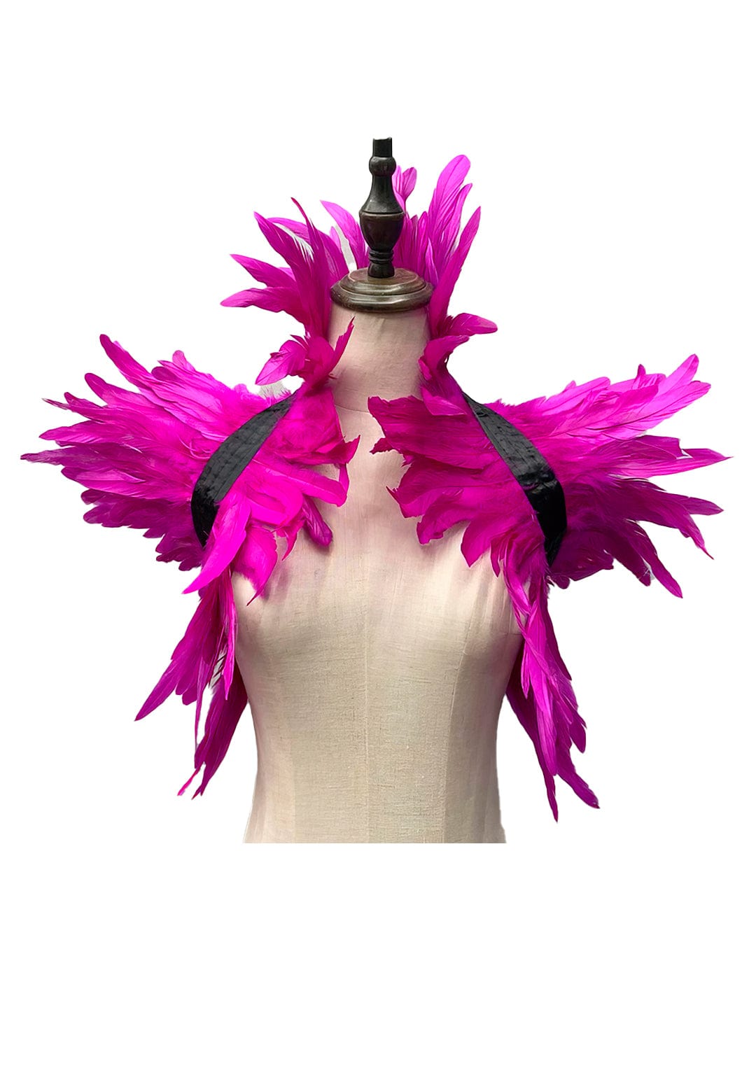 RAVEOWN | Cape épaulettes Plumes | RavenGlow Rose Rouge / Taille Unique