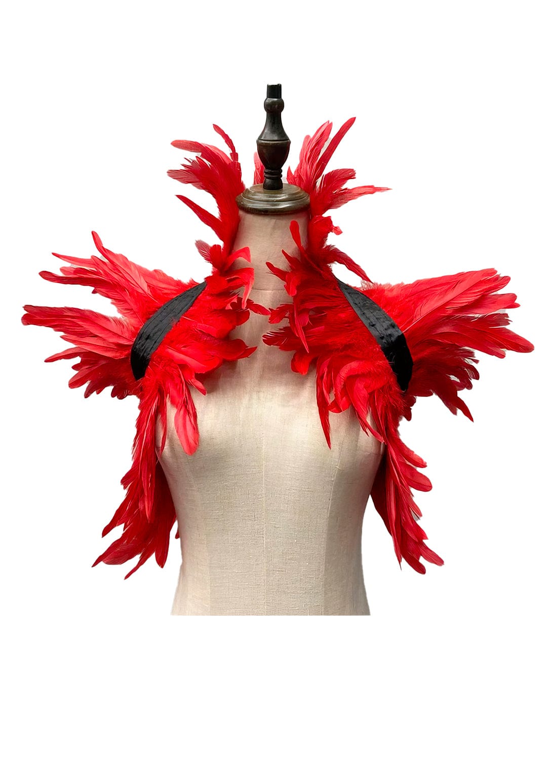 RAVEOWN | Cape épaulettes Plumes | RavenGlow Rouge / Taille Unique