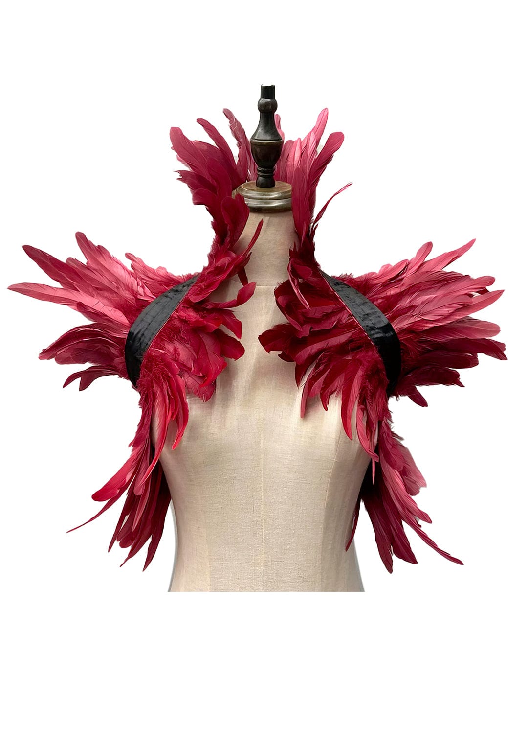 RAVEOWN | Cape épaulettes Plumes | RavenGlow Rouge Vin / Taille Unique