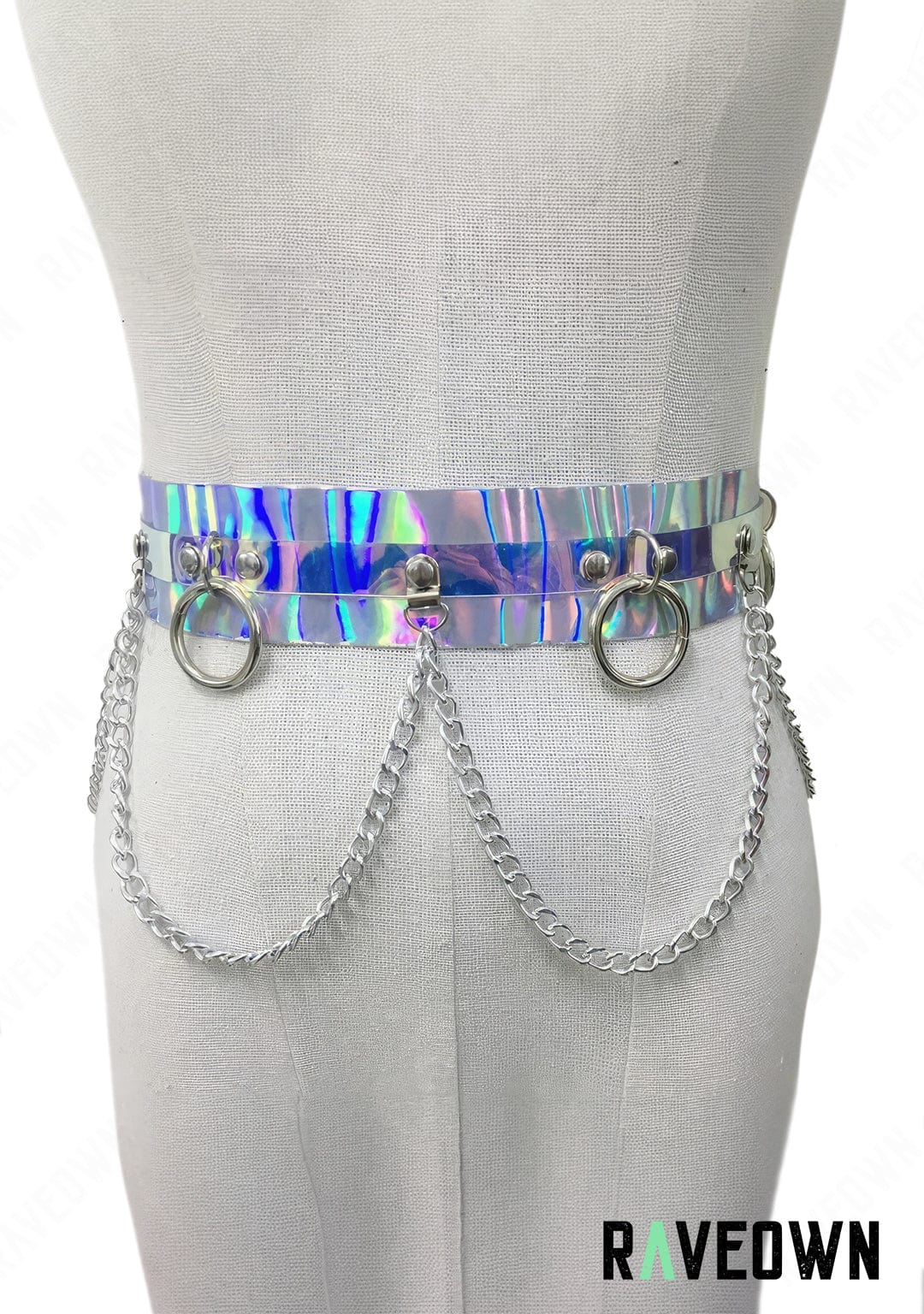 RAVEOWN | Ceinture Chaîne | MOON SILVER Holo Argenté Holo / 95cm