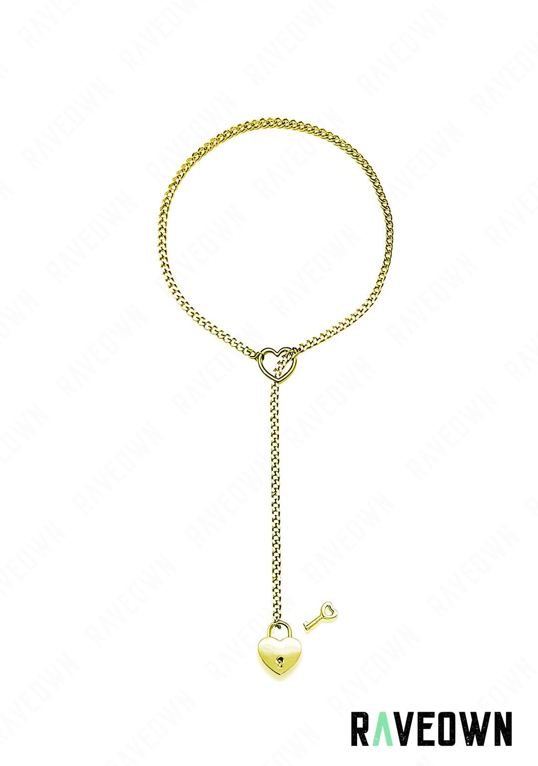 RAVEOWN | Collier Chaîne à Serrer Cœur Cadenas | RÆVEN Doré