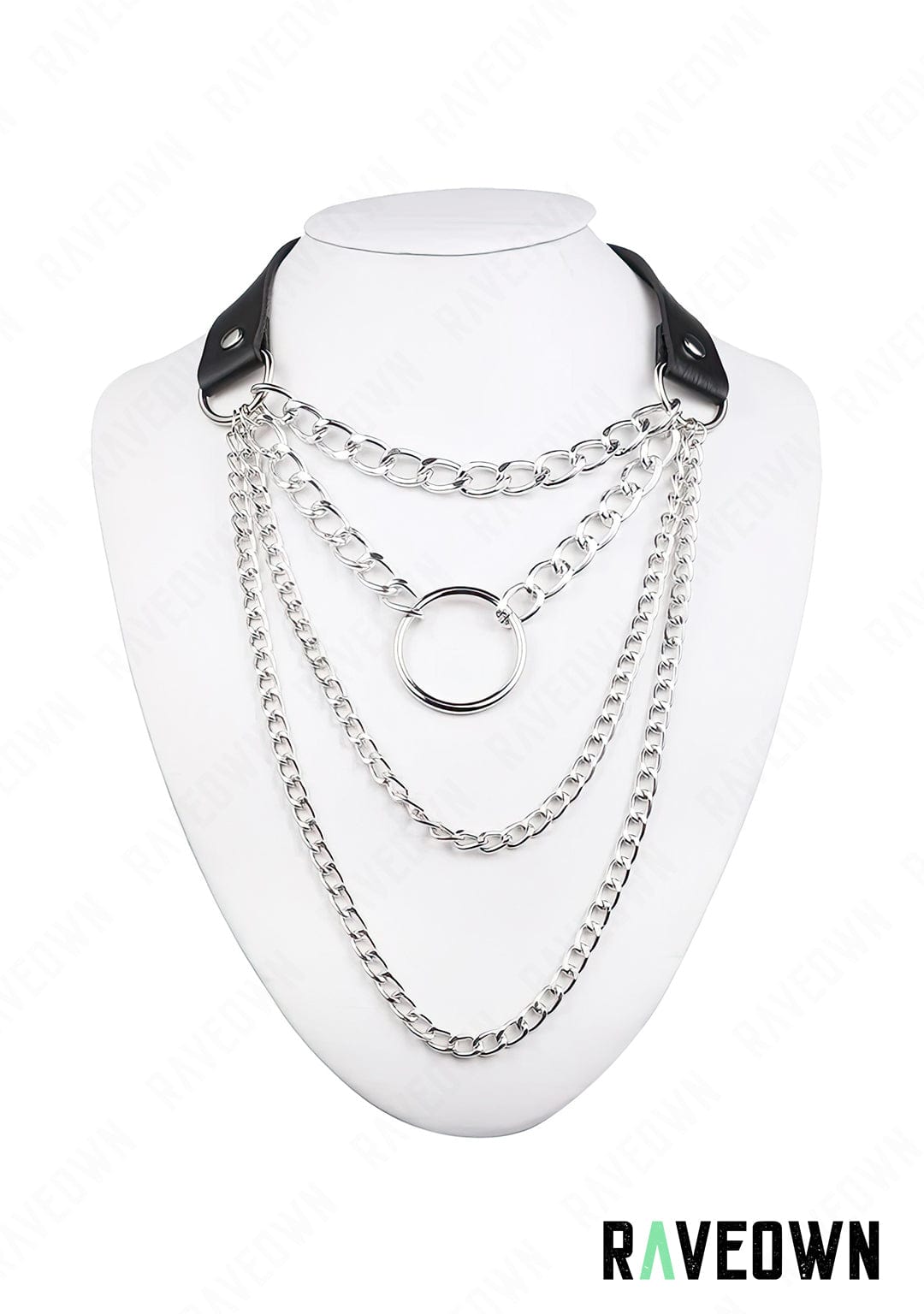 RAVEOWN | Collier Noir Multi-chaînes | RÆVEN Argenté