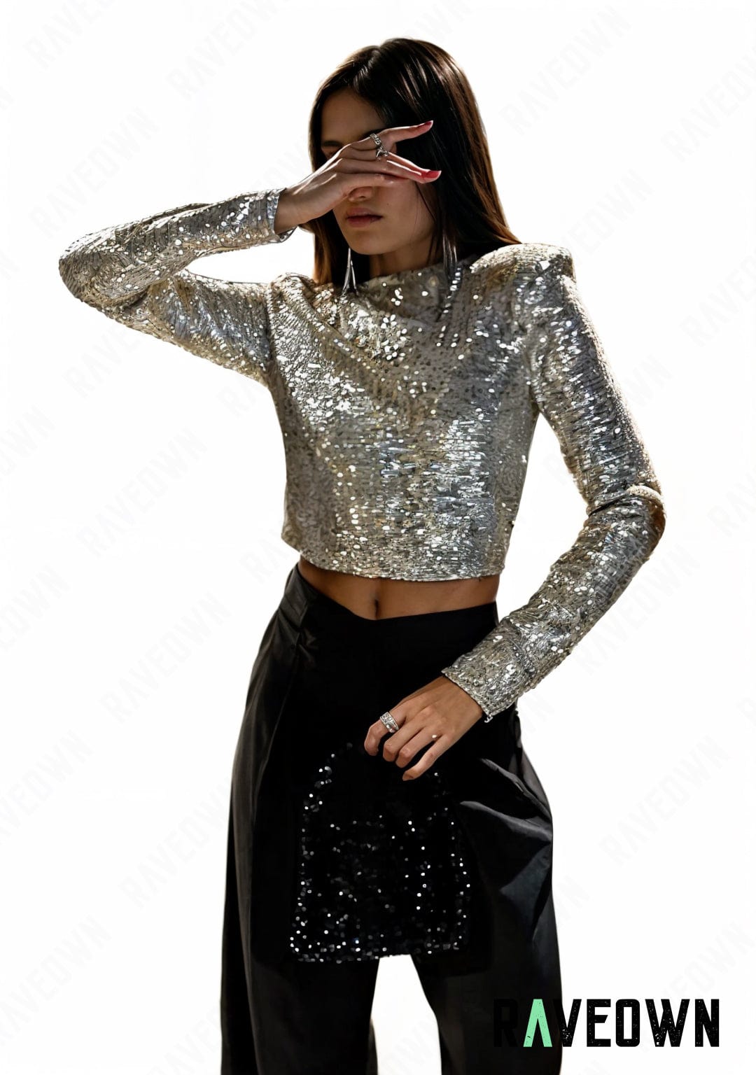 RAVEOWN | Crop Top Manches Longues | MOON SILVER