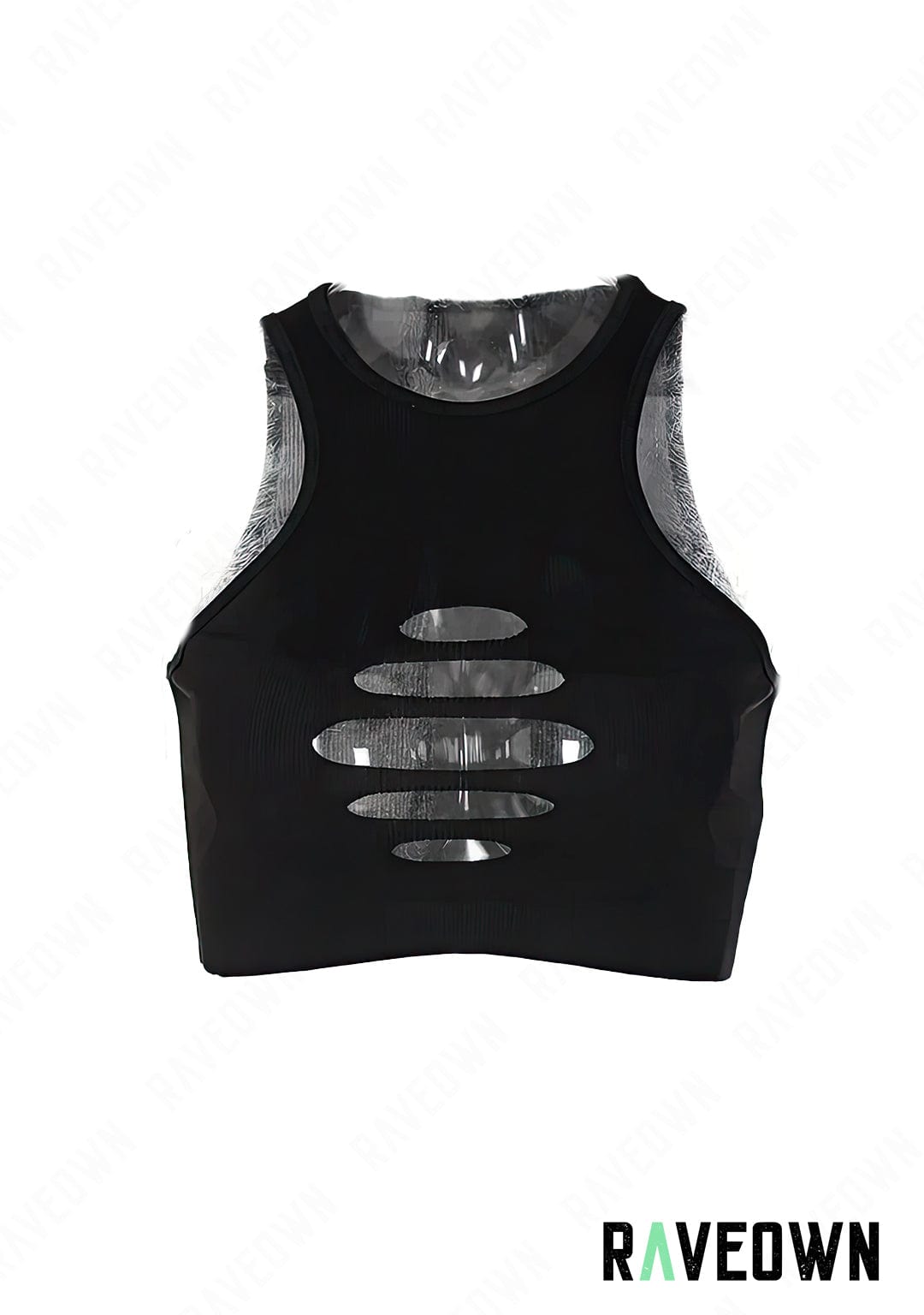 RAVEOWN | Crop Top Noir avec Fentes | EchoRave