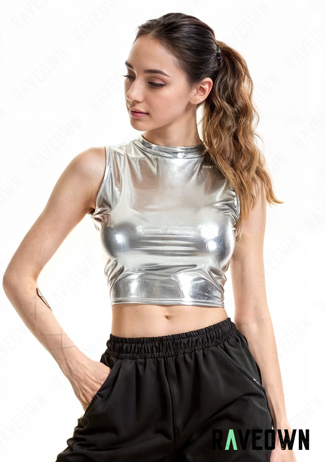 RAVEOWN | Crop Top sans Manches | MOON SILVER