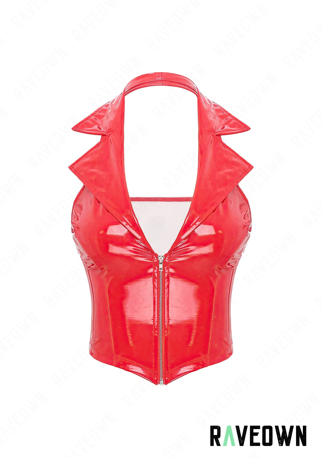 RAVEOWN | Crop Top Zippé Col Chemise | High.Rave Rouge / S
