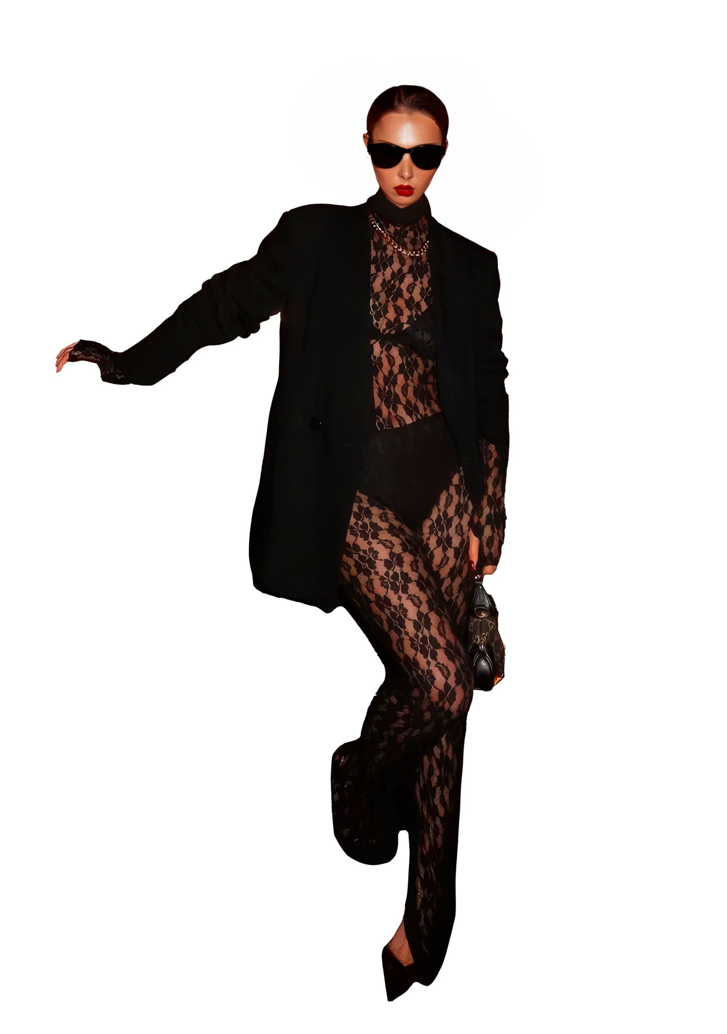 RAVEOWN | Ensemble Pantalon & Body Dentelle G002