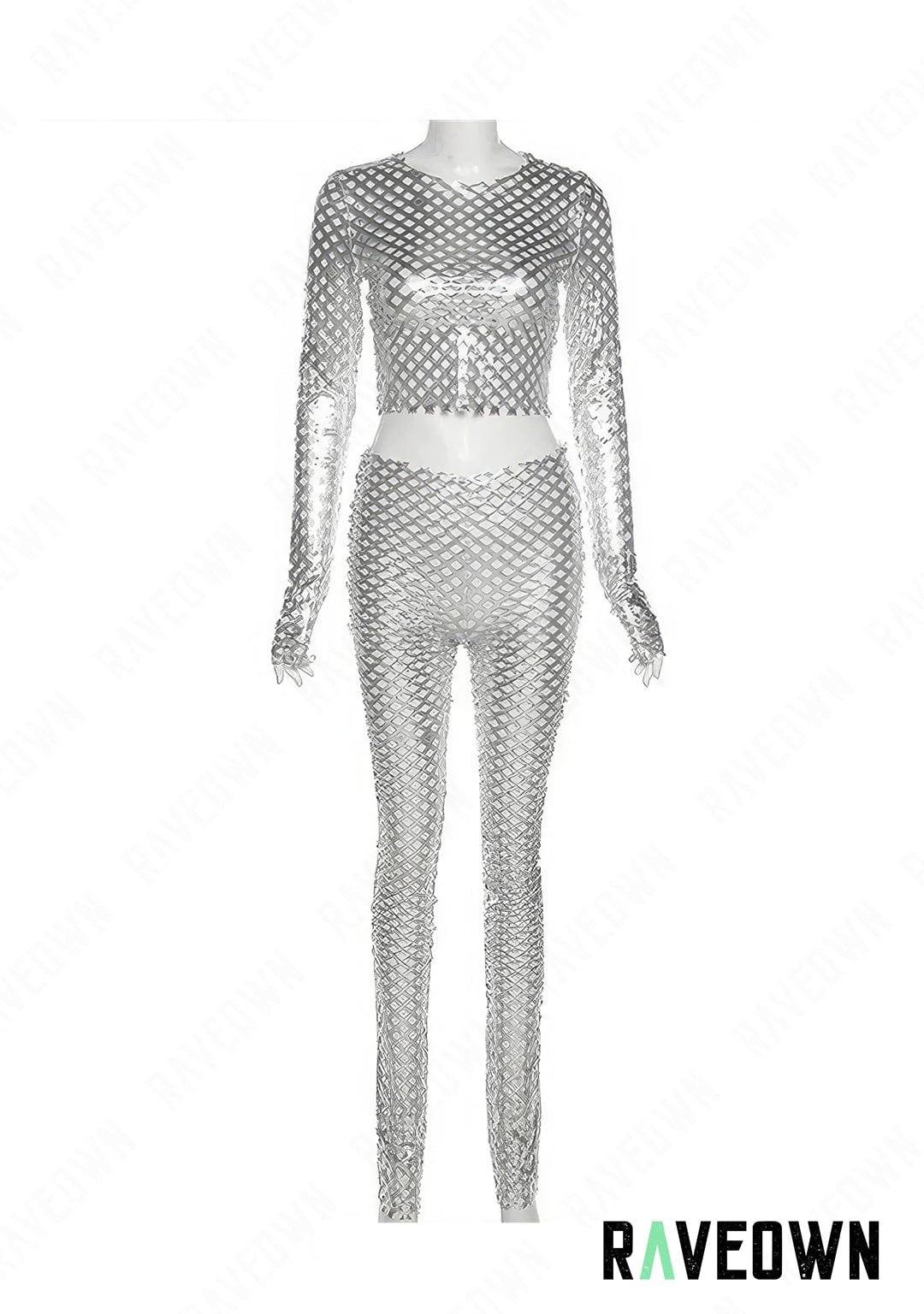 RAVEOWN | Ensemble Pantalon & Haut Manche Longue à Trou | MOON SILVER