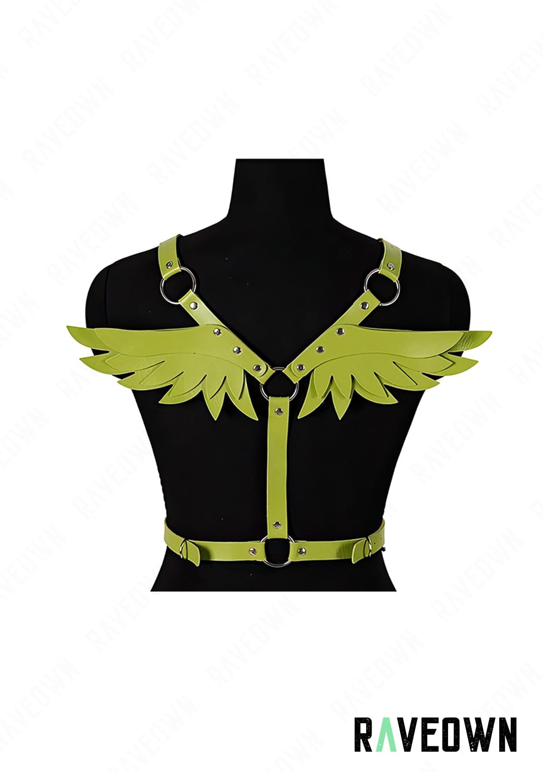 RAVEOWN | Harnais Cuir Ailé Vert | G.Rave Vert / 120cm