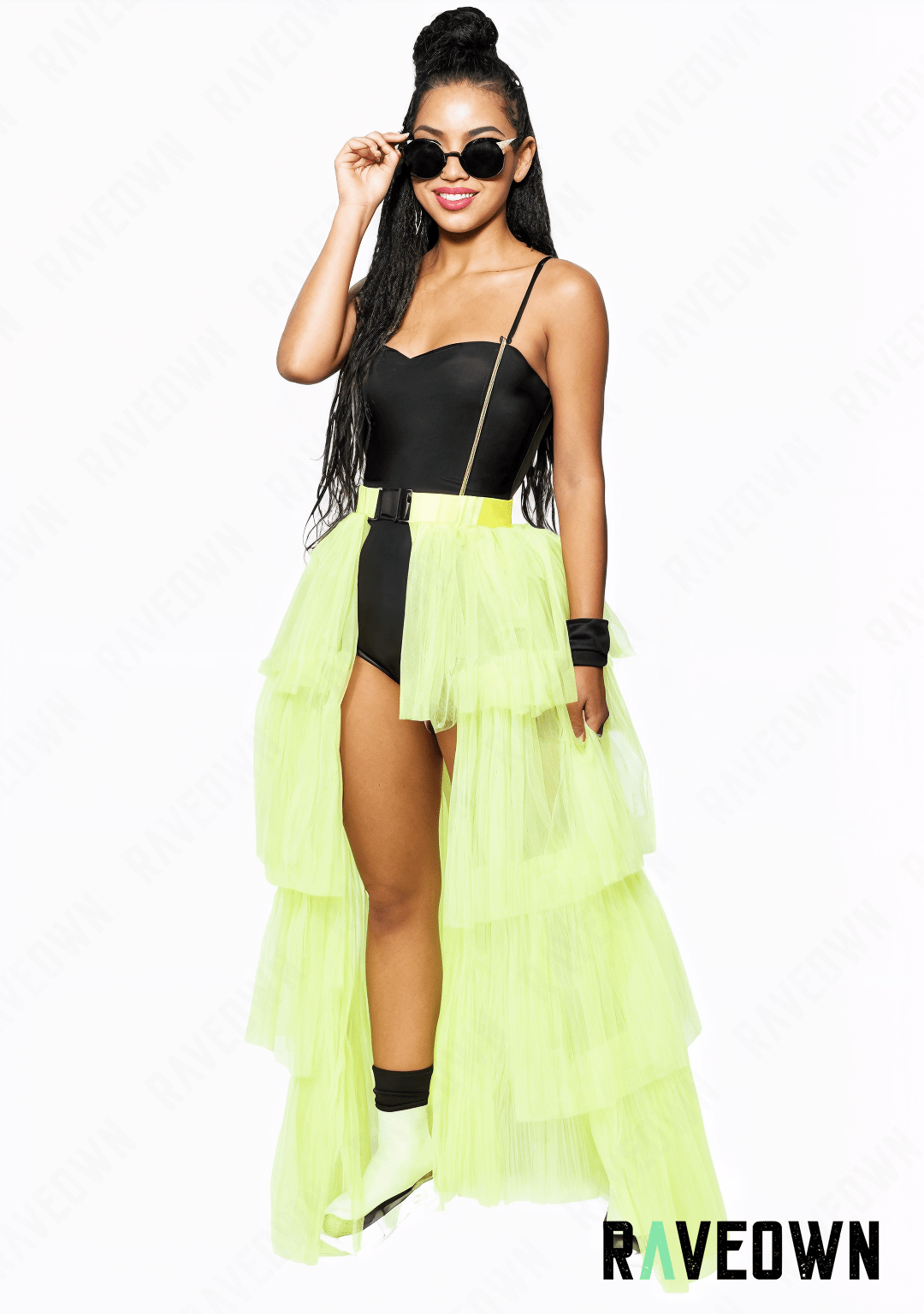 RAVEOWN | Jupe Festival Tutu | HighFest Jaune Vert Fluo / Unique