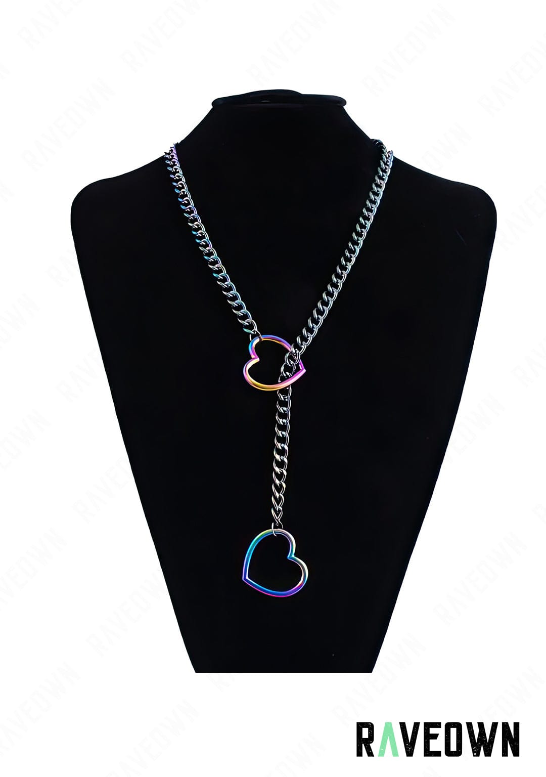 RAVEOWN | Long Collier à Serrer Chaîne cœur | RÆVEN Multi couleur / 70 cm