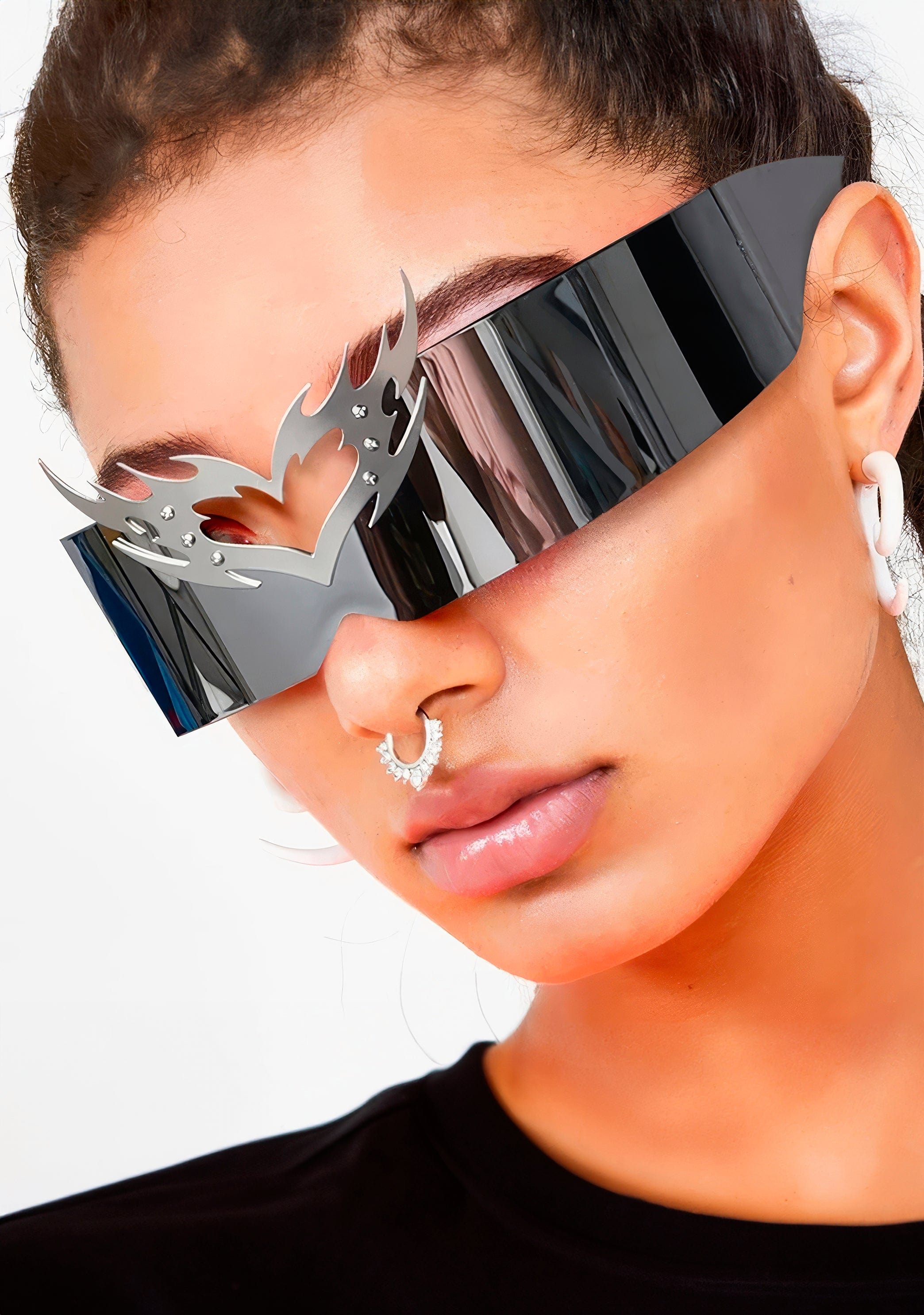 Ksvaye 3 paires de lunettes de soleil futuristes sans monture en polycarbonate - Protection UV - Pour homme et femme - Pour Halloween et cosplay - Argenté, gris, bleu Ksvaye 3 paires de lunettes de soleil futuristes sans monture en polycarbonate - Protection UV - Pour homme et femme - Pour Halloween et cosplay - Argenté, gris, bleu