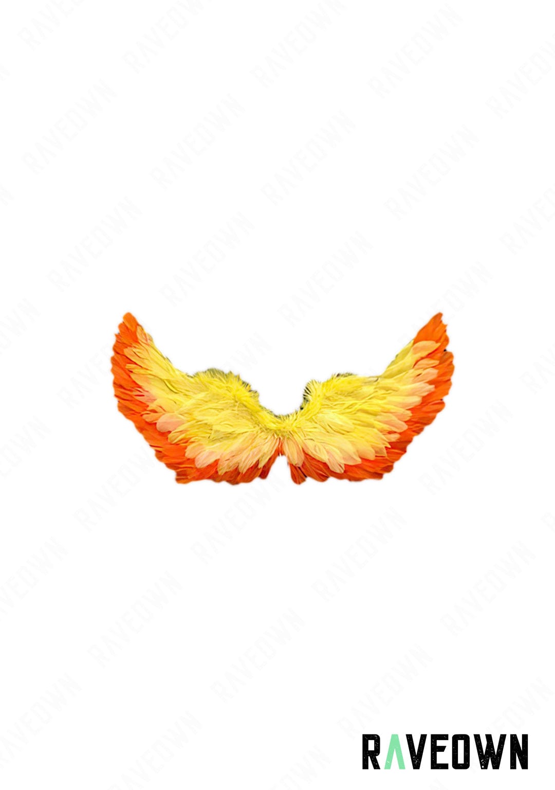 RAVEOWN | Petites ailes à Plume | RavenGlow Jaune et Orange / 65 x 35 cm