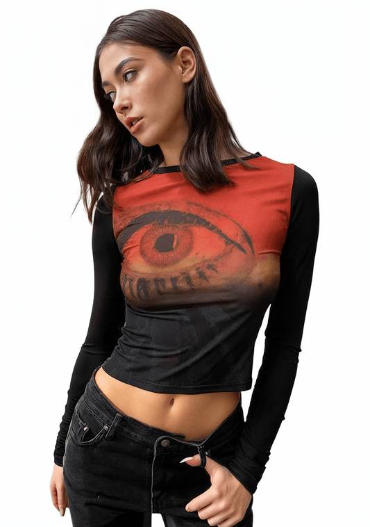 T-shirt Manches longues motif Yeux | Abstract