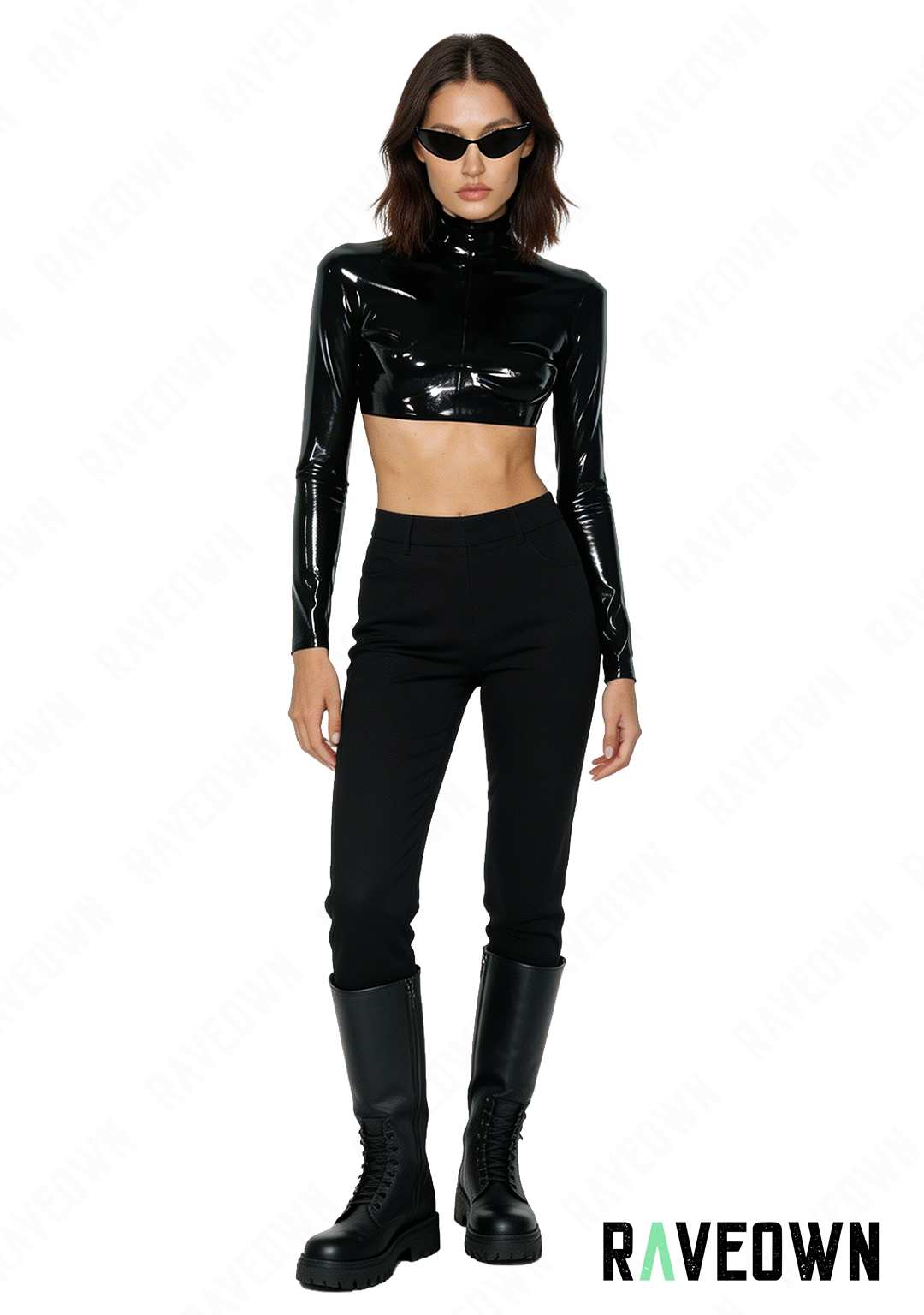 Crop Top Brillant Manches Longues | HighRave