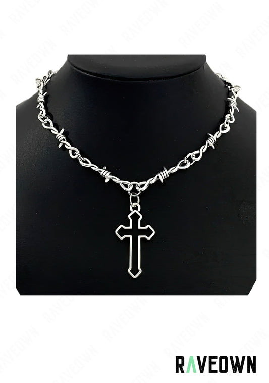 Collier Barbelé Croix Femme | RÆVEN