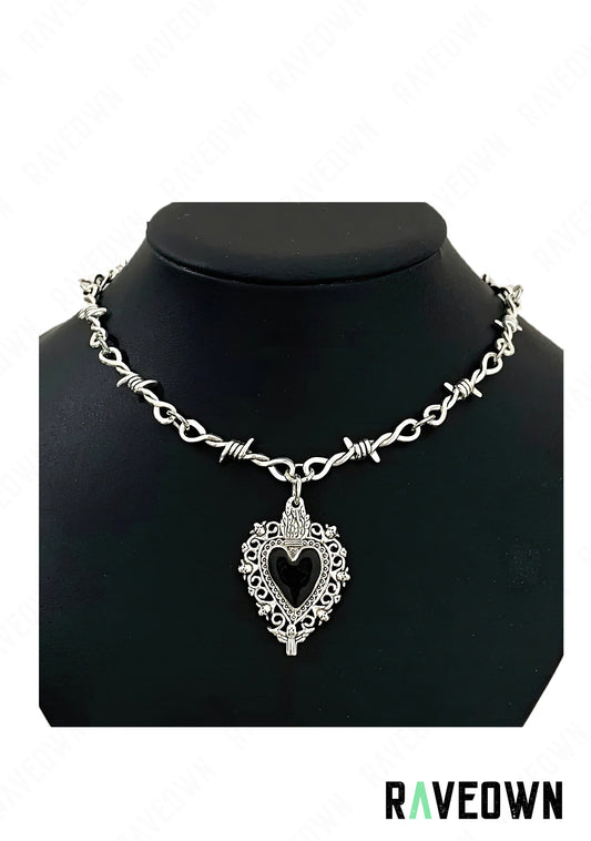 Collier Barbelé Coeur Femme C02 | RÆVEN