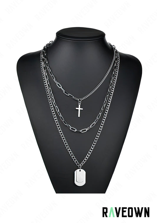 Collier Multi Chaînes Croix & Id | Nektra