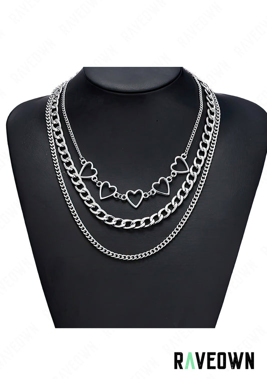 Collier Multi Chaînes avec Cœurs | Nektra