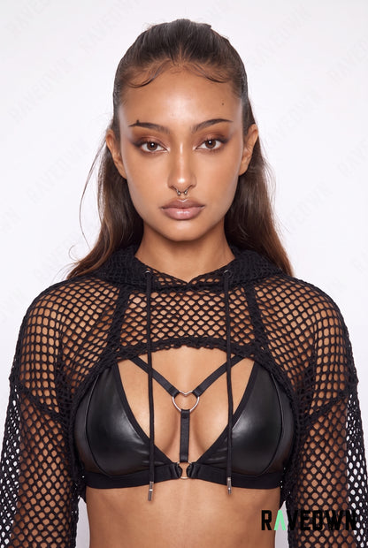 Crop Top Résille à Capuche | Berliner
