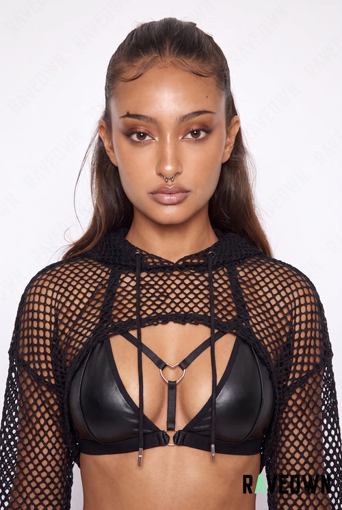 Crop Top Résille à Capuche | Berliner