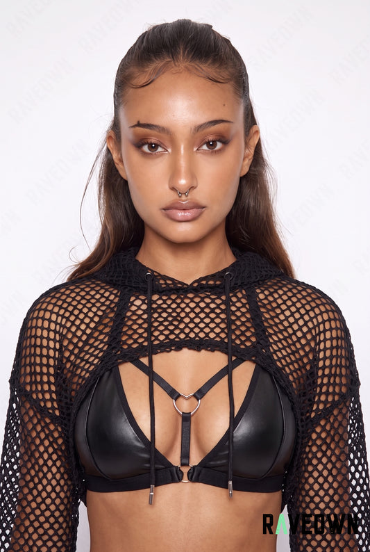 Crop Top Résille à Capuche | Berliner