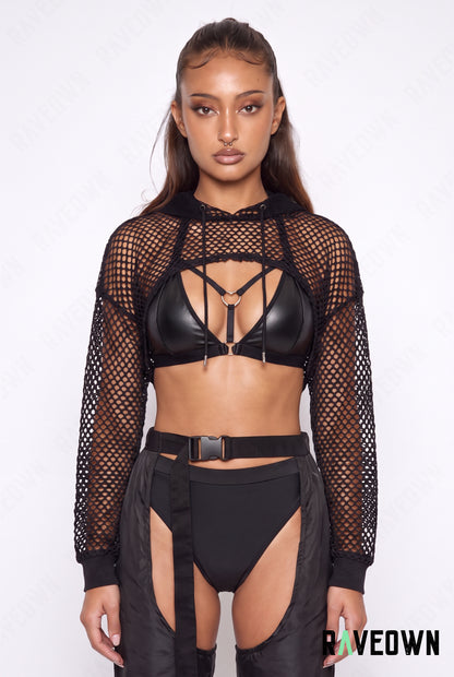 Crop Top Résille à Capuche | Berliner