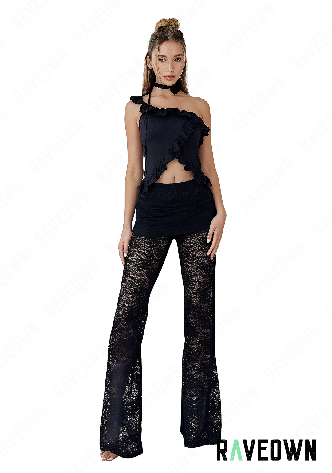 Pantalon Dentelle Transparent Noir | High.Rave