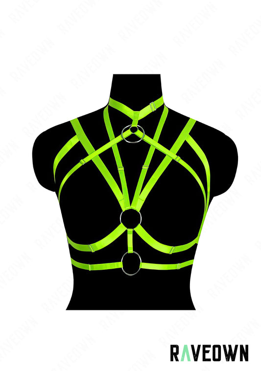 Harnais Buste Bondage Vert Fluo | G.Rave